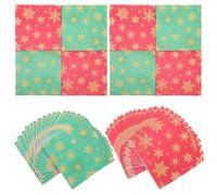 Homoyoyo 100pcs Red Green Snowflake Christmas Paper Napkins Disposable Holiday Dinner Tissue for Winter Party Tableware Festive Disposable Napkins Bulk Pack for Family Feasts