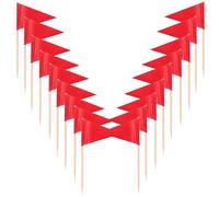 Homoyoyo 100pcs Red Mini Triangular Toothpick Flags Food-safe Plain Labeling Sticks for Appetizers Cupcakes Fruit Toppers Party Decorations