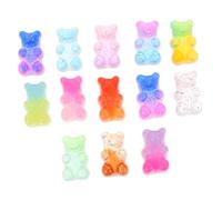 Homoyoyo 100pcs Resin Bear Charms Glitter Powder DIY Candy Colorful Resin Craft Phone Case Decorations for Cute Handmade Accessories