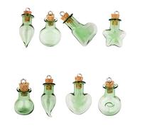 Homoyoyo 10pc Mini Glass Wish Bottles with Cork Stoppers Decorative Potion Bottles Glass in Green for Gifts and Home Decoration