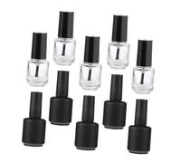 Homoyoyo 10pcs 15ml Glass Nail Varnish Bottles Refillable Nail Polish Containers with Brush Set for Diy Manicure and Frosted Black