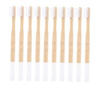 Homoyoyo 10pcs Adult Bamboo Toothbrush Set with Natural Handles Soft White Bristles for Travel and Home Use Non-Slip Manual Brushing Family Pack