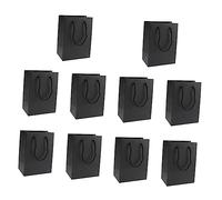 Homoyoyo 10pcs Black Kraft Paper Tote Bags Food Grade Treat Favors for Parties Storage Shopping for Candies Bread Snacks More