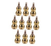 Homoyoyo 10pcs Copper Gourd Keychain Hollow and Solid Feng Shui Amulet Pendant for Luck Protection and Aromatherapy Home Office Decoration