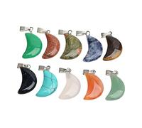 Homoyoyo 10Pcs Crescent Moon Shaped Natural Stone Charms for DIY Jewelry Making Unique Color and Texture Moon Pendants for Necklaces Earrings Bracelets and Crafts