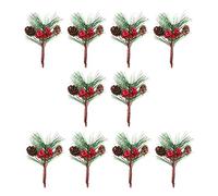 Homoyoyo 10pcs Diy Xmas Garland Crafts Artificial Winter Christmas Berries Picks Decor Mistletoe Decorative Wreaths Swags Hangers Cotton Candy Sticks Small Pine Pick Red Berries Pumpkin
