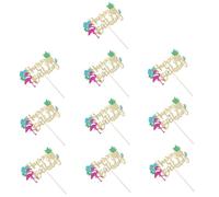 Homoyoyo 10pcs Flamingo Cake Decorations Hawaiian Cupcake Decoration Hawaii Theme Pool Decor Hawaiian Tropical Party Supplies