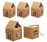 Homoyoyo 10pcs House Shaped Paper Gift Boxes with Handles for Candy and Small Treats Multi Function Kraft Paper Packaging Supplies Christmas Treat Boxes and Sweets Packaging