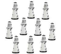 Homoyoyo 10pcs Miniature White Resin Lighthouse Figurines for Garden Decor and Craft Displays, Small Ecological Holiday Village Home Decorations, for Friends and Family Random Color