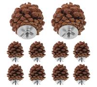 Homoyoyo 10Pcs Natural Pine Cone Bird Chew for Parrots and Small Birds, Hanging Foraging Wooden Chewing with Nut Fasteners, Pet Cage Entertainment Supplies