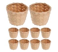 Homoyoyo 10pcs Pastoral Style Mini Bamboo Storage Baskets Lightweight Sundries Organizer Decorative Artificial Flower Basket for Desktop Snack Arrangement and Home Decor