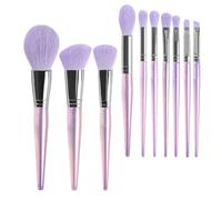 Homoyoyo 10pcs Purple Amethyst Makeup Brush Set with Soft Synthetic Bristles, Loose Powder and Blush Brushes for Women’s Portable Cosmetic Tools