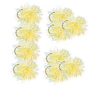Homoyoyo 10pcs Shiny Plastic Strips Scrunchies with Tinsel Pom Elastic Ponytail Holders for Women Colorful Fluffy Hair Accessories for Casual and Formal Wear