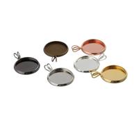 Homoyoyo 10PCS Silver Round Tray Pendants DIY Jewelry Making Copper Plated Bezel Trays Retro V-Shaped Hanging Ring for Crafting Unique Photo Cameo Accessories