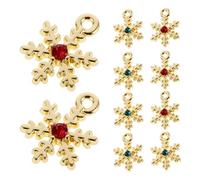 Homoyoyo 10pcs Snowflake Charms Alloy DIY Jewelry Pendants with Crystal Inlay for Earrings Necklace Bracelet Keychain Craft Accessories for Christmas Valentine Day