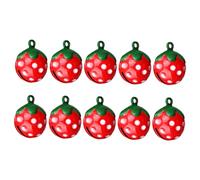 Homoyoyo 10Pcs Strawberry Shape Dog Bell Pendants Pet Accessories for Pets DIY Craft Collars Cute Red Fruit Charms for Cat Collars Decoration