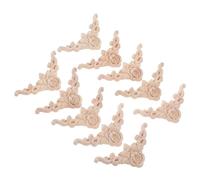 Homoyoyo 10pcs Unpainted Wood Carved Rose Appliques Intricate European Style Decorative Corner Onlays for Bed Door Cabinet Wardrobe Ceiling Wall Multipurpose DIY Home Decor