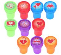 Homoyoyo 10pcs Valentine's Day Decorative Journal Stamps, Small Plastic Heart Pattern Stamper Set, DIY Crafting Stamps for Party Favors and Classroom Rewards