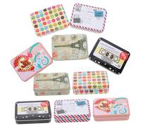 Homoyoyo 10pcs Vintage Tinplate Storage Boxes with Lids Decorative Small Metal Organizer for Jewelry Candies and Gifts Compact Retro Style Craft Holder