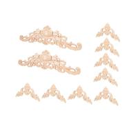 Homoyoyo 10pcs Wooden Carving Appliques Unpainted Solid Wood Furniture Decals for Cabinet Door Wall Decor DIY Home Craft with Fine Craftsmanship and Easy to Paint