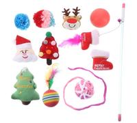 Homoyoyo 11pcs Christmas Cat Set with Squeaky Interactive Teaser Stick and Hanging, Kitten Entertainment for Indoor Play and Self-play Pet Supplies