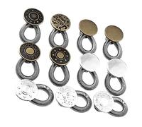 Homoyoyo 11pcs Metal Retractable Waistband Extender Buttons No Sewing Required Alloy Waistline Button for Jeans Pants Pregnancy Wear Men Women