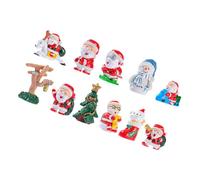 Homoyoyo 11pcs Miniature Christmas Resin Figurines Tiny Reindeer Santa Snowman Models for Fairy Garden Moss Landscape Decoration Detailed Winter Animal Ornaments for Festive Table Display