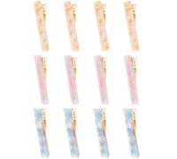 Homoyoyo 12 Pcs Retro Acetate Leopard Print Hair Barrettes Set, Lightweight Vintage Marble Pattern Hair Clips for Women, Decorative Bangs Clips for Daily Styling and Special Occasions