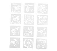 Homoyoyo 12 Sheets Square Flower Birds Bees Pet Hollow Out Painting Stencils Reusable Drawing Templates for Wall Art DIY Crafts Home Decoration