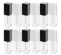 Homoyoyo 12ml Refillable Lip Gloss Tubes Set with Large Sponge Applicator 12pcs White and Black Empty Lip Balm Containers and Makeup Suitable for Women