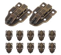 Homoyoyo 12pcs Antique Metal Wooden Case Buckle with Lock Hole Retro Toggle Latch Small Box Clasp for Jewelry Cabinet Craft Treasure Chest