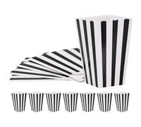Homoyoyo 12pcs Black Striped Popcorn Paper Boxes with Bucket Design, Popcorn and Fried Food Containers for Party Snacks, Movie Nights, and Event Favor Storage