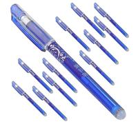 Homoyoyo 12pcs Blue Erasable Gel Ink Ballpoint Pens 0.5mm Fine Point Smooth Writing with Eraser for Offices and Scrapbooking, for Note Taking and Repeated Rewriting