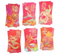 Homoyoyo 12pcs Chinese Year Red Envelopes Cartoon Hong Bao Decorative Red Packet for Spring Festival Wedding Gift Traditional Lucky Money Bags with Chinese Style Patterns