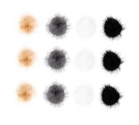 Homoyoyo 12pcs Detachable Nail Pom Pom Balls Manicure Ornaments with Elastic Rings Fluffy Faux Fur Nail Art Decorations for Stylish DIY Technician Accessories Black Grey White Beige