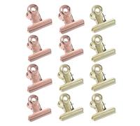 Homoyoyo 12pcs False Nail Clamp Manicure Retaining Clip Nail Clip Stainless Steel Golden Sturdy Safe Comfortable Quick Poly Fingernail Gel Builder for Professional Salon and Home Use