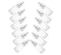 Homoyoyo 12Pcs Glass Dropper Bottles with Silver Ring and White Head Portable Essential Oil Storage for Travel and Outdoor Use Practical Refillable Pipette Bottles for Perfume and