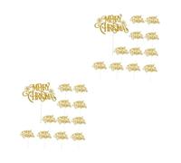 Homoyoyo 12pcs Golden Glitter Merry Christmas Cupcake Toppers - Festive Cake Picks for Holiday Parties - Birthdays and Seasonal Celebrations Perfect for Desserts and Treats