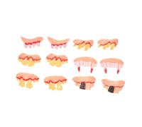 Homoyoyo 12Pcs Halloween Fake Teeth Props Funny Adult Denture with Zombie Vampire Black Forked Crooked Rotten Designs for Spooky Party Costume