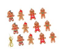 Homoyoyo 12pcs Hanging Gingerbread Man Ornaments Christmas Tree Decorations Small Festive Party Pendants for Xmas Tree Window and Holiday Decor