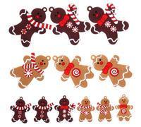 Homoyoyo 12Pcs Lightweight PVC Gingerbread Man Hanging Decor for Christmas Tree Wall Door Window Decorations Festive Xmas Party Pendants Holiday Ornaments for Home and Gifts