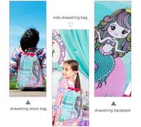 Homoyoyo 12pcs Mermaid Drawstring Bag, Cartoon Non-woven Storage Pouch, Lightweight School Backpack for Nursery and Pe Kit Random Color