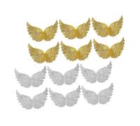 Homoyoyo 12pcs Mini Angel Wings Cake Toppers 8cm Plastic Decorative Wings for Birthday Party DIY Cake and Decorations in Gold and Silver