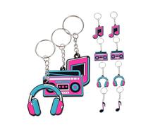 Homoyoyo 12Pcs Music Themed Keychains Set with Unique Note Designs for Dance and Karaoke Birthday Party Favors Retro PVC Decorations for Music Festivals and Celebrations