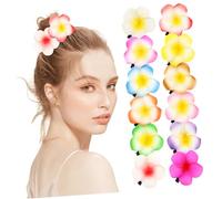 Homoyoyo 12pcs Plumeria Hair Flower Clips with Clips Realistic Hawaiian Luau Hair Accessories for Women Beach Wedding Party Multi Color Summer Barrettes for Various Hairstyles