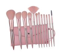 Homoyoyo 12pcs Rose Gold Electroplated Makeup Brush Kit with Dense Bristles for Even Powder Application Plastic Handles Professional Cosmetics Brushes for Women with Travel Bag