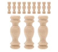 Homoyoyo 12pcs Unfinished Solid Wood Finials for Bed Posts and Miniature Roman Pillars, 6x1.8cm Wooden Decorative Accessories for Indoor DIY Craft, Furniture Repair and Home Staircase Décor