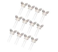 Homoyoyo 12PCS Vintage Rhinestone U Shaped Hairpins for Women Elegant Alloy Hair Sticks for Updos Bridal Hair Accessories Silver