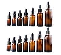 Homoyoyo 14pcs Glass Dropper Bottle Medicinal Empty Refillable Essential Oil Bottle Brown Liquid Dropper Dispenser for Oil Storage Use Hair Products