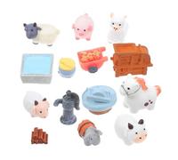 Homoyoyo 14pcs Mini Farm Animal Figurines with Mini Hay Bales Realistic Resin Miniature Sheep Pigs Cows Horses for Fairy Garden Dollhouse Cake Toppers Aquarium Crafts Educational Play
